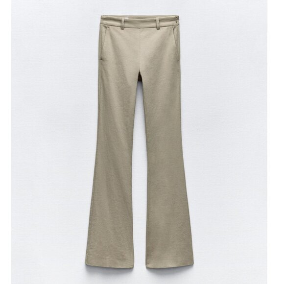 BLOGGER'S FAVE! Zara 2 Piece Flared Pants And Matching Tank Top Set Khaki NWT - Picture 11 of 14